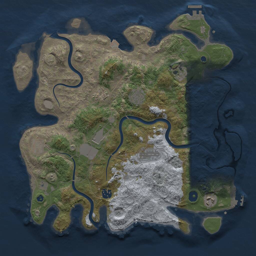 Rust Map: Procedural Map, Size: 3800, Seed: 16688, 15 Monuments