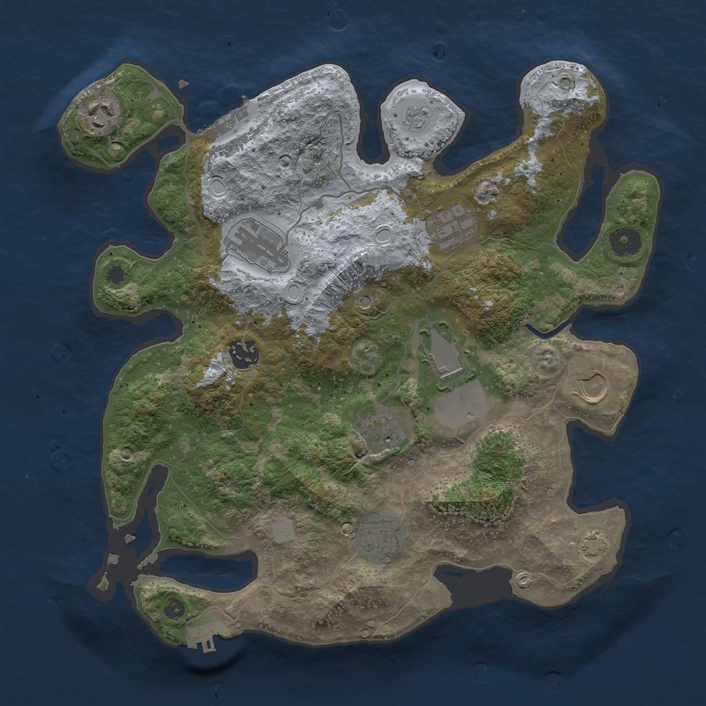 Rust Map: Procedural Map, Size: 3500, Seed: 189689141, 16 Monuments