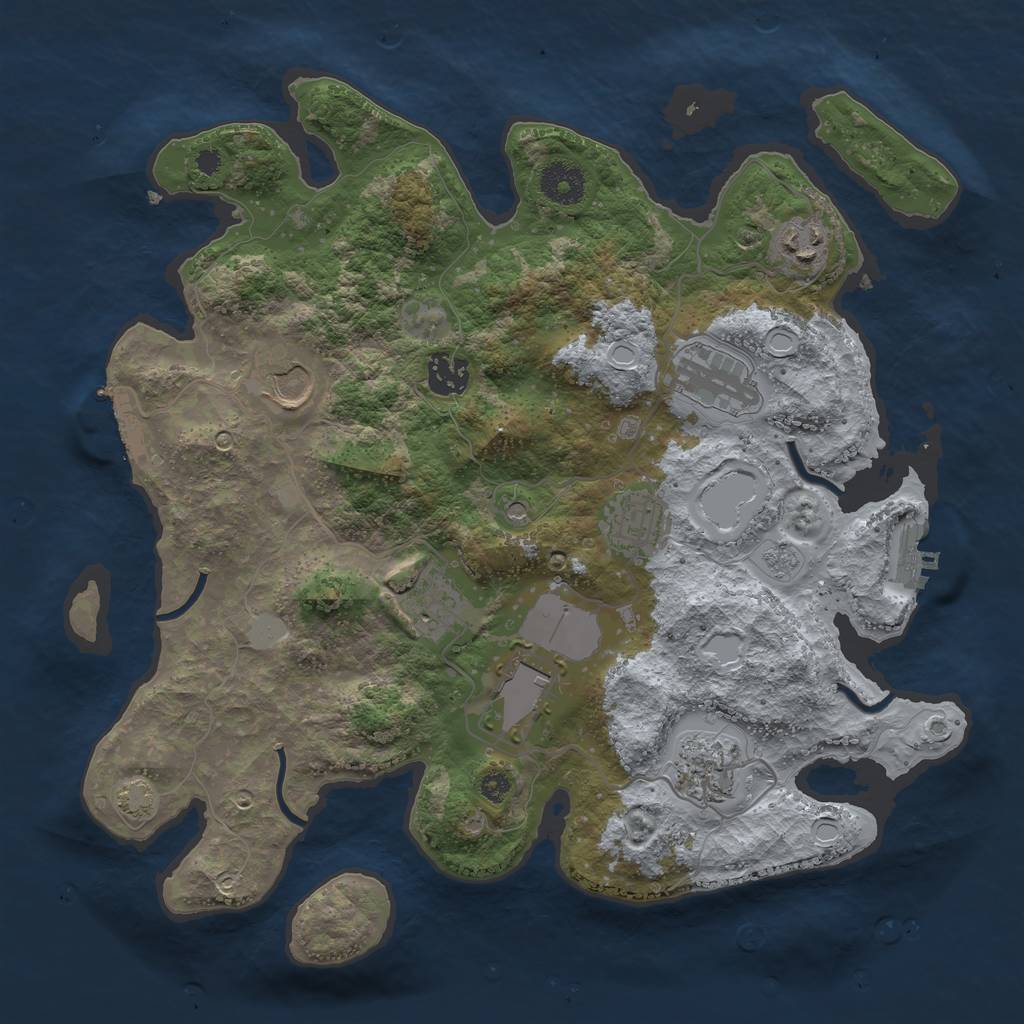 Rust Map: Procedural Map, Size: 3500, Seed: 649754123, 16 Monuments