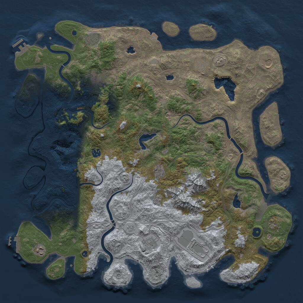 Rust Map: Procedural Map, Size: 5000, Seed: 1390063270, 17 Monuments