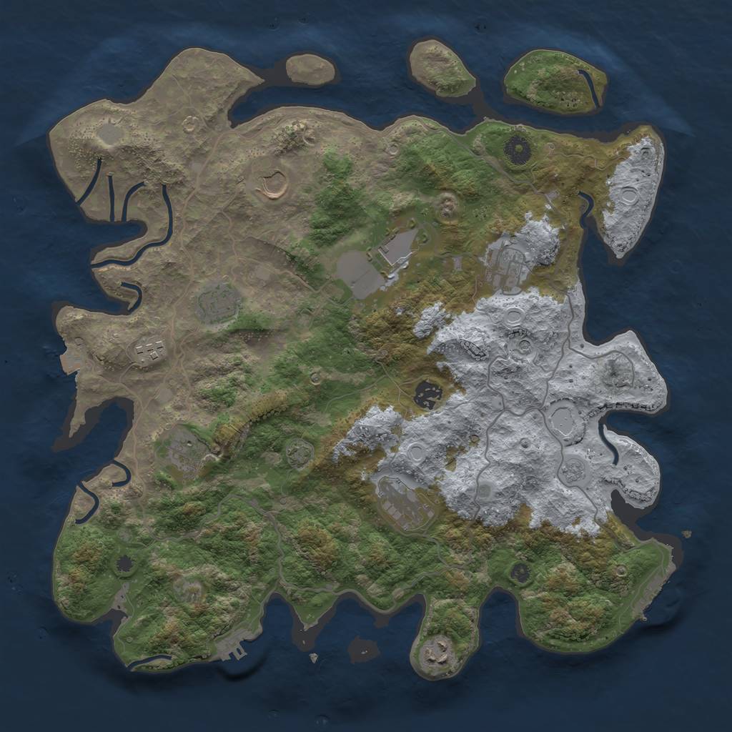 Rust Map: Procedural Map, Size: 4000, Seed: 147732, 17 Monuments