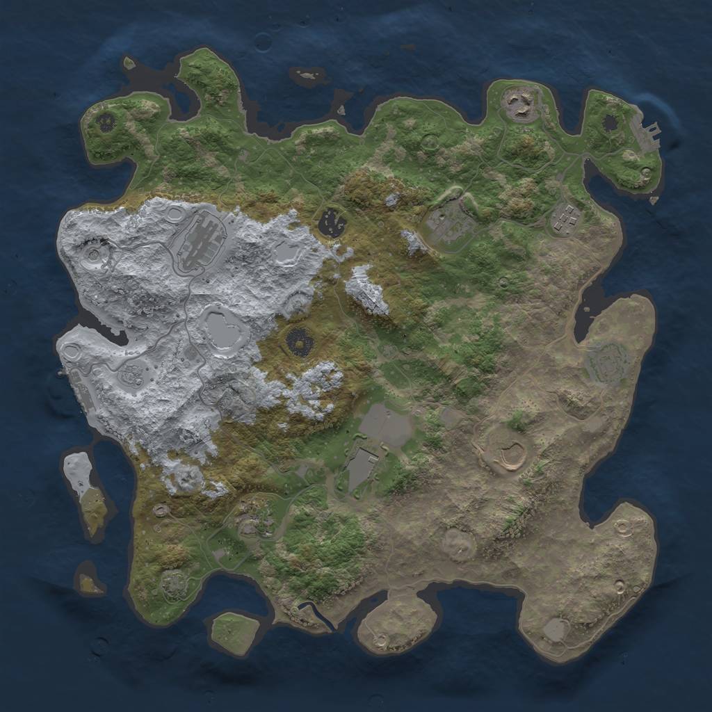 Rust Map: Procedural Map, Size: 3850, Seed: 134735866, 17 Monuments
