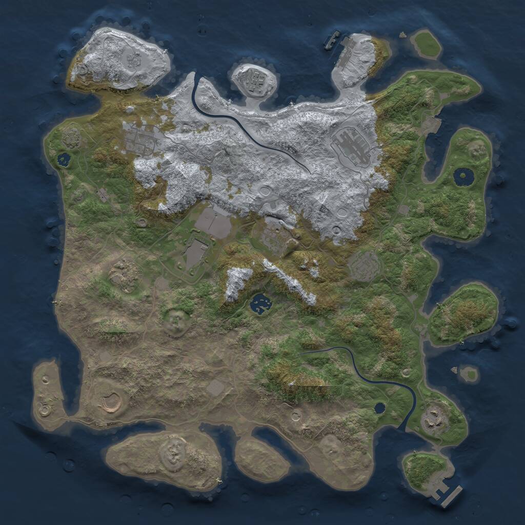 Rust Map: Procedural Map, Size: 3950, Seed: 426685491, 16 Monuments