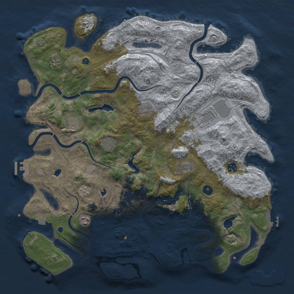 Rust Map: Procedural Map, Size: 4500, Seed: 32165464, 16 Monuments