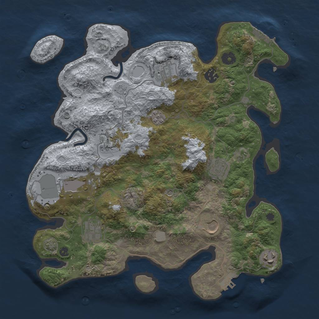 Rust Map: Procedural Map, Size: 3500, Seed: 938681644, 17 Monuments