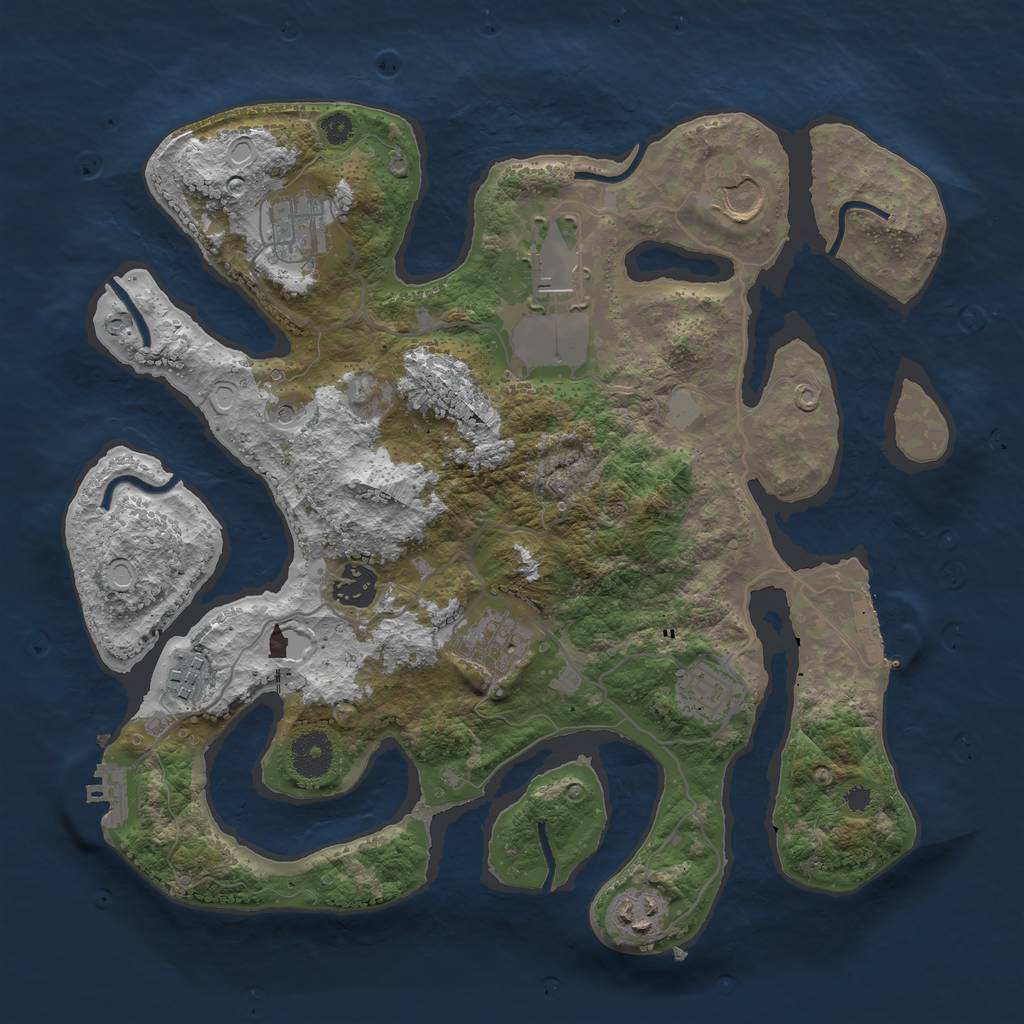 Rust Map: Procedural Map, Size: 3500, Seed: 338827484, 16 Monuments
