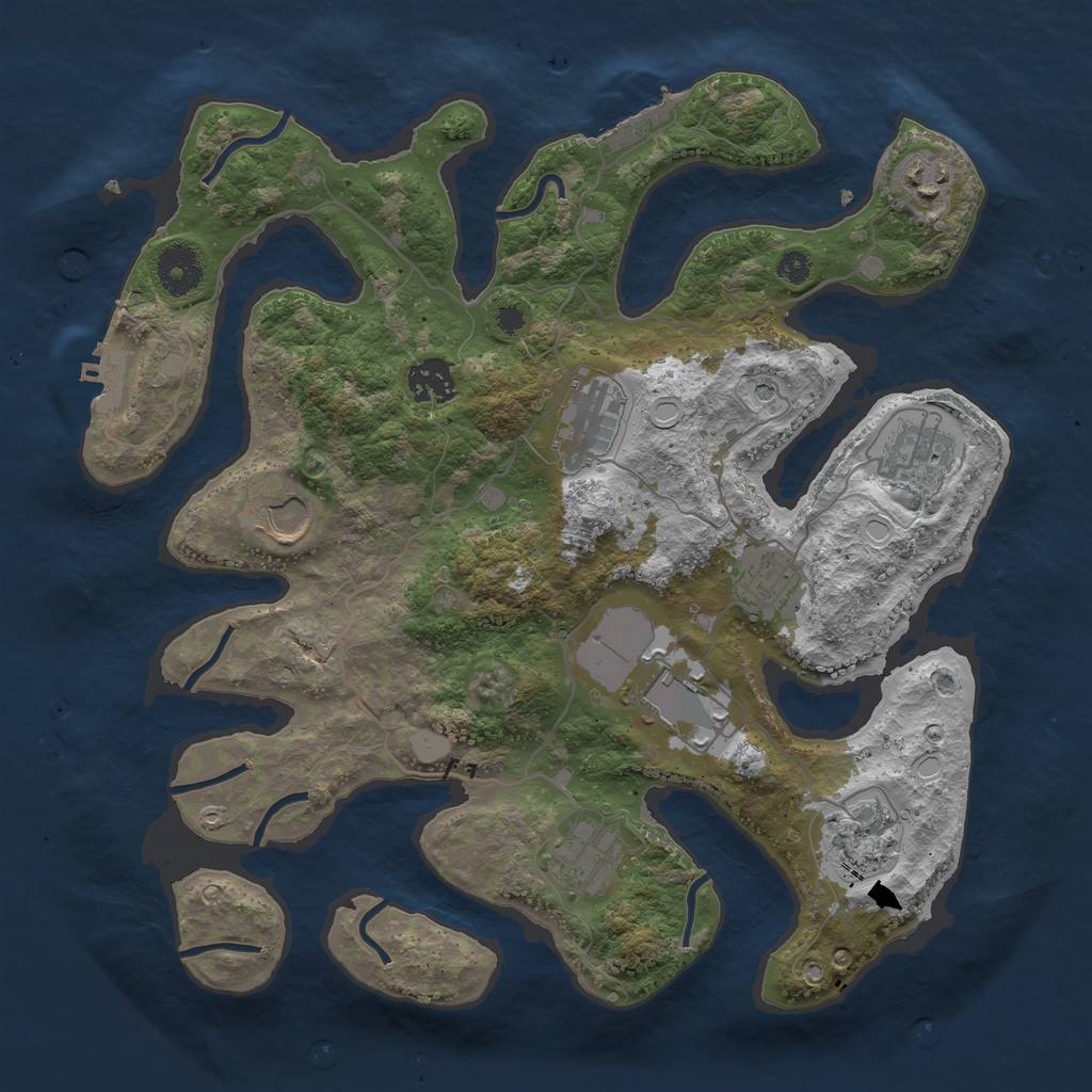 Rust Map: Procedural Map, Size: 3500, Seed: 1584509791, 17 Monuments