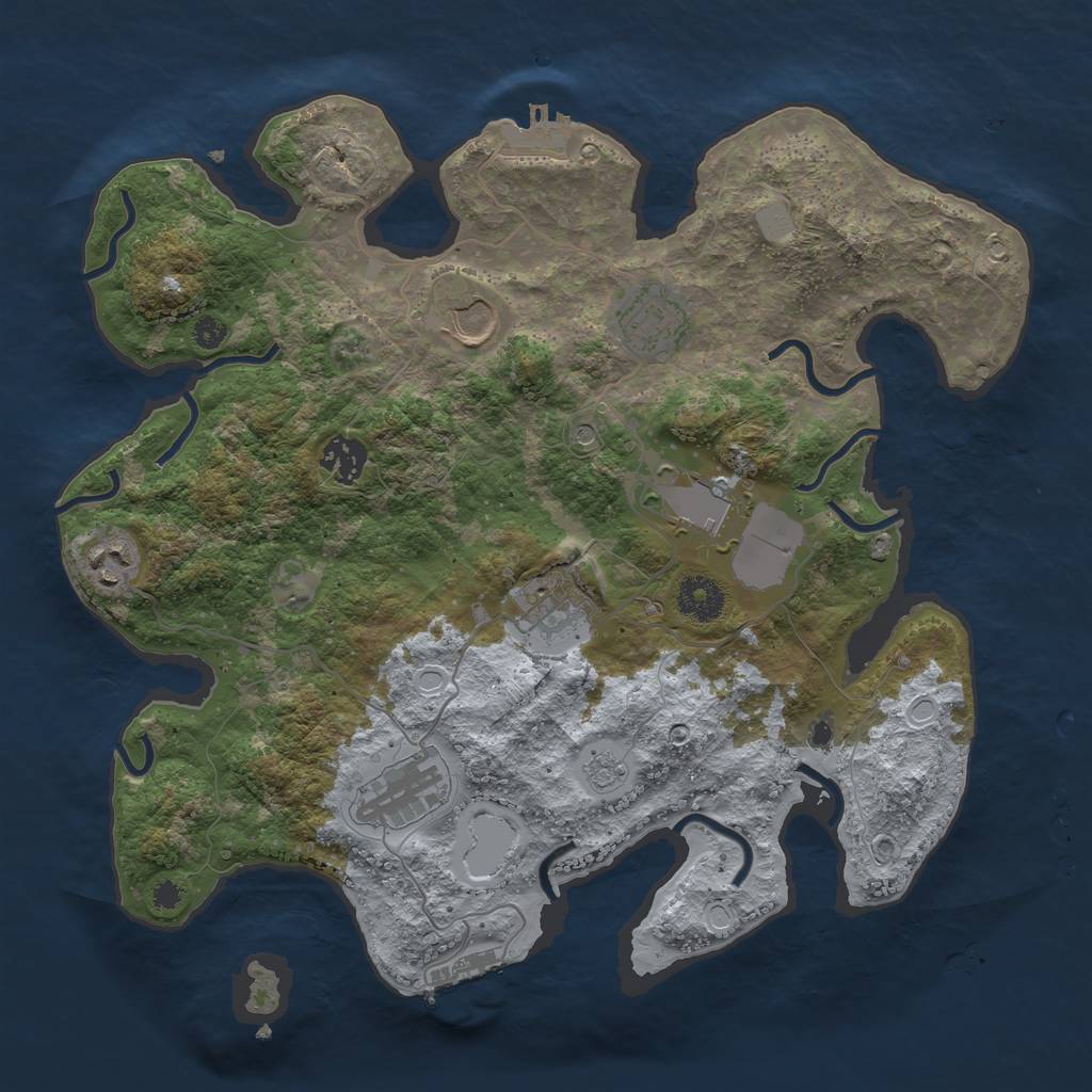 Rust Map: Procedural Map, Size: 3500, Seed: 504678128, 14 Monuments