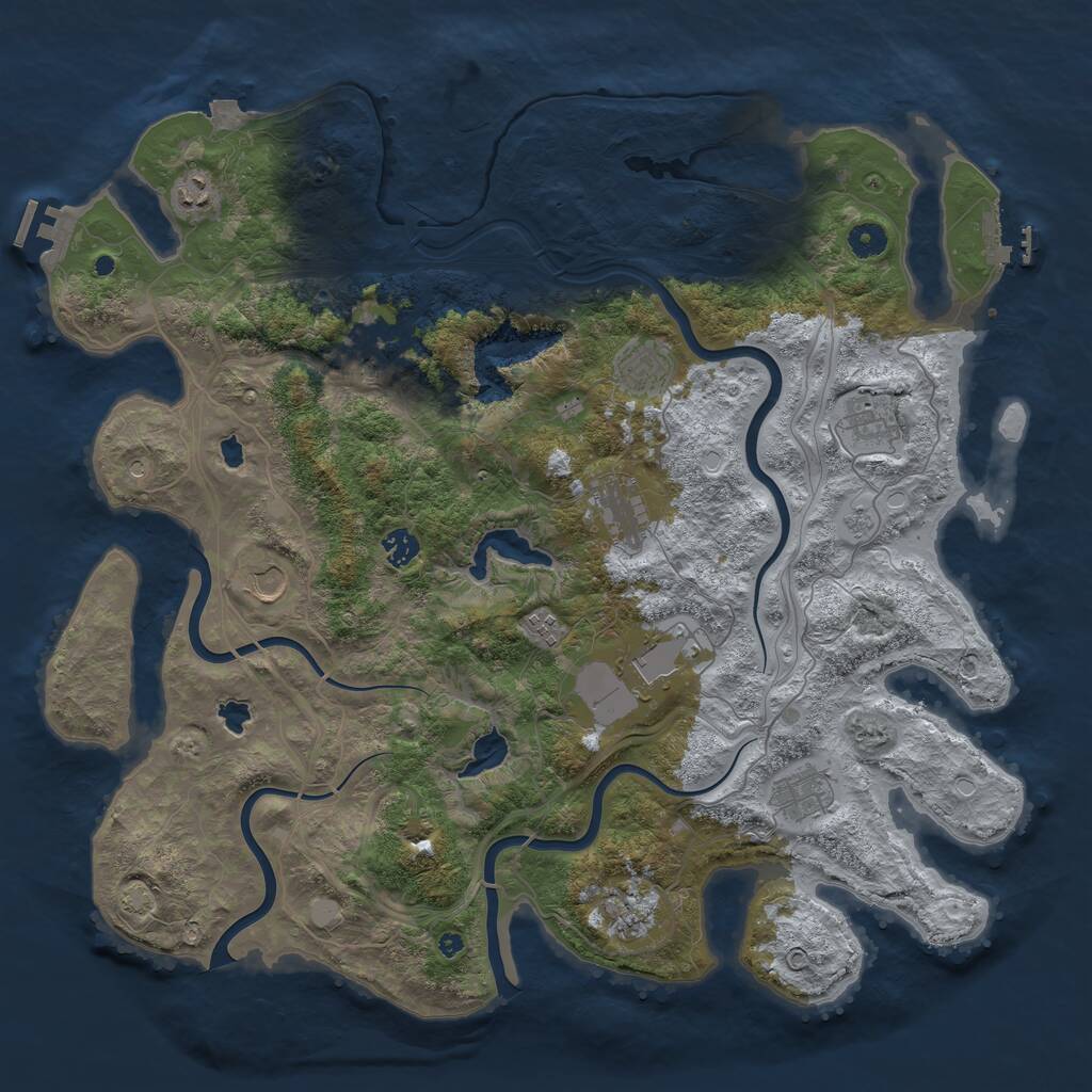 Rust Map: Procedural Map, Size: 4500, Seed: 665784, 17 Monuments
