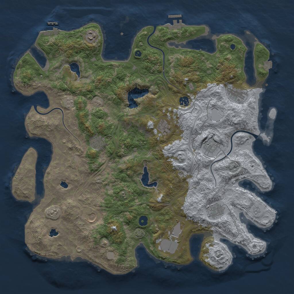Rust Map: Procedural Map, Size: 4500, Seed: 665784, 16 Monuments