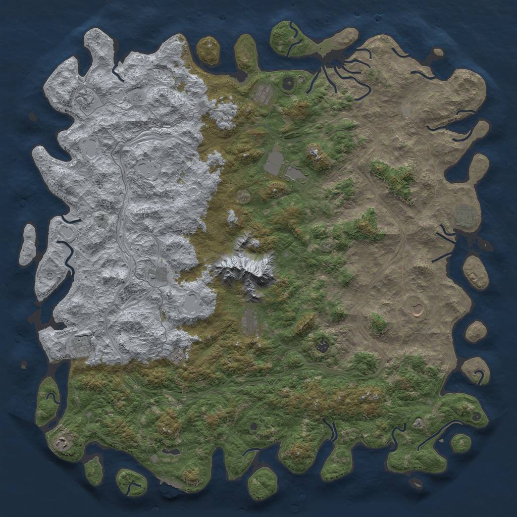 Rust Map: Procedural Map, Size: 6000, Seed: 121966786, 17 Monuments
