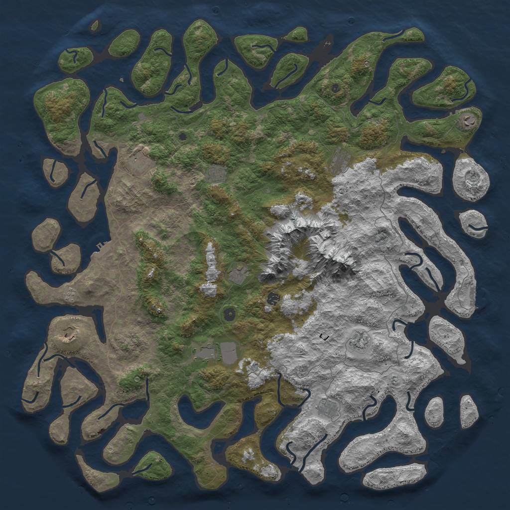 Rust Map: Procedural Map, Size: 6000, Seed: 195346577, 19 Monuments