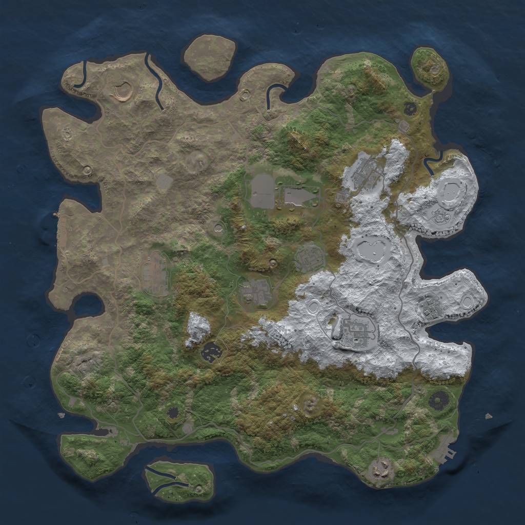 Rust Map: Procedural Map, Size: 4000, Seed: 1974335195, 19 Monuments