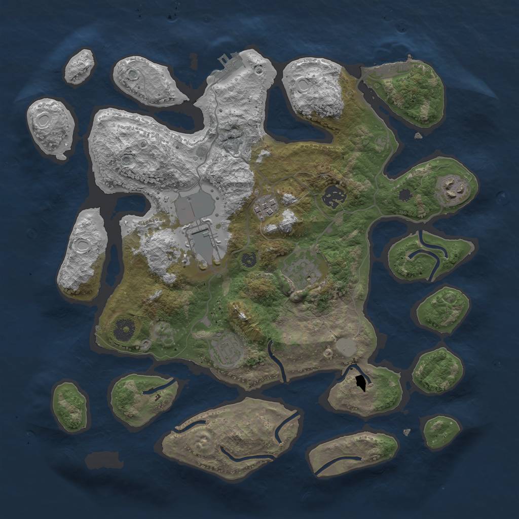 Rust Map: Procedural Map, Size: 3500, Seed: 1093375707, 13 Monuments