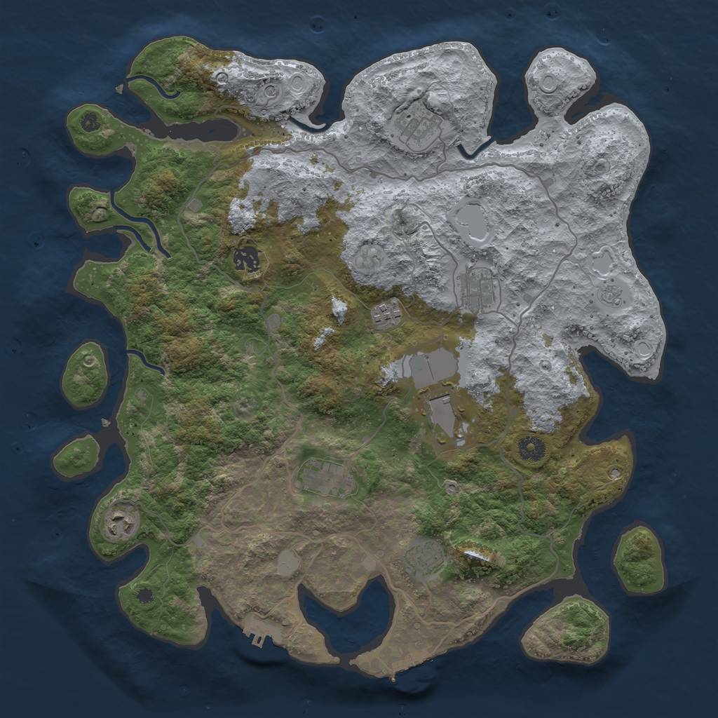 Rust Map: Procedural Map, Size: 4000, Seed: 5912034, 17 Monuments