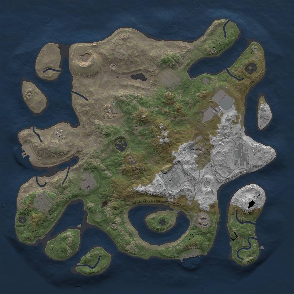 Rust Map: Procedural Map, Size: 3800, Seed: 130726, 19 Monuments
