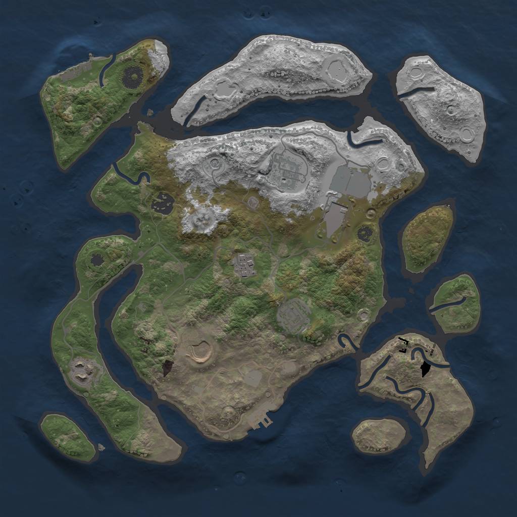 Rust Map: Procedural Map, Size: 3500, Seed: 4605719, 15 Monuments