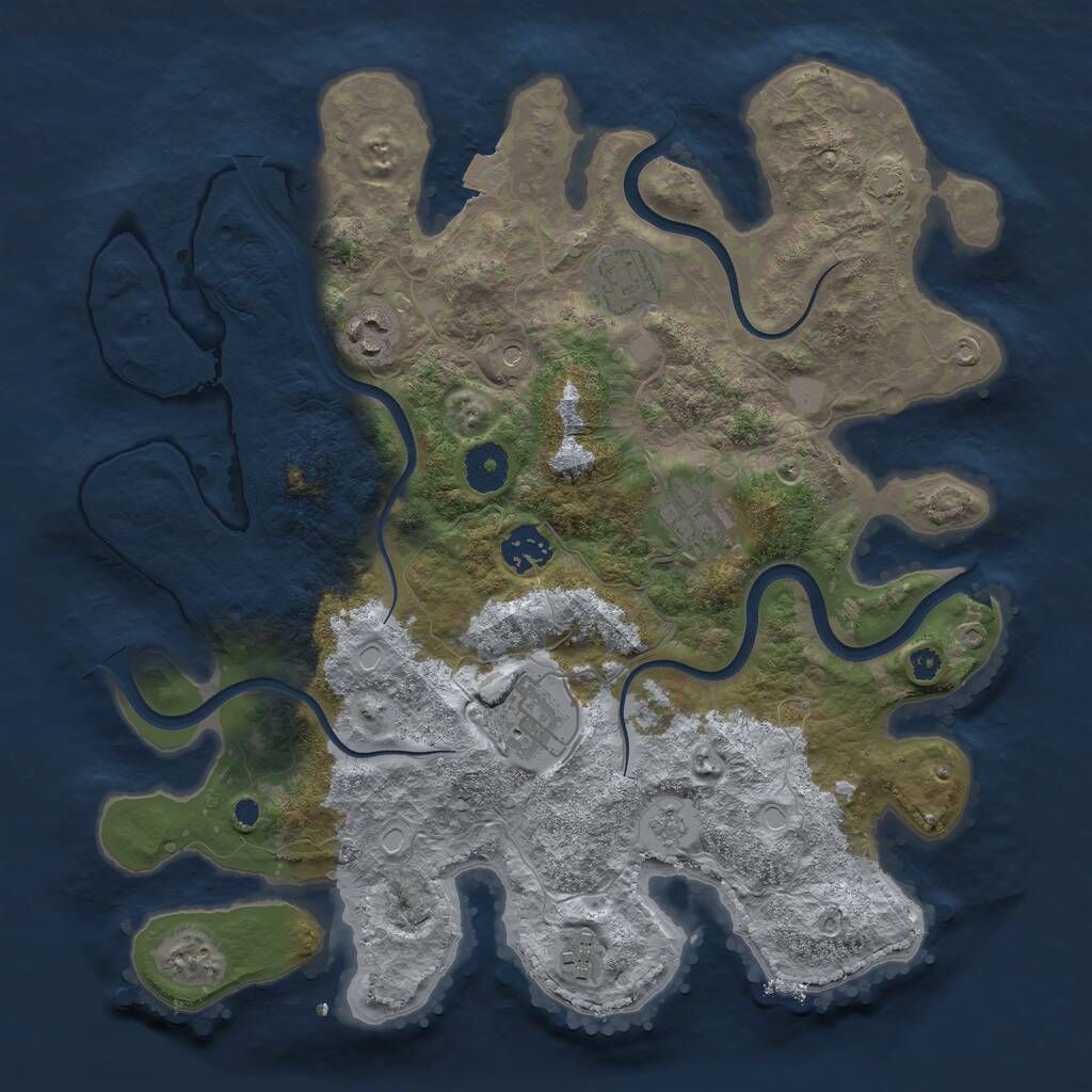 Rust Map: Procedural Map, Size: 3500, Seed: 574181167, 10 Monuments