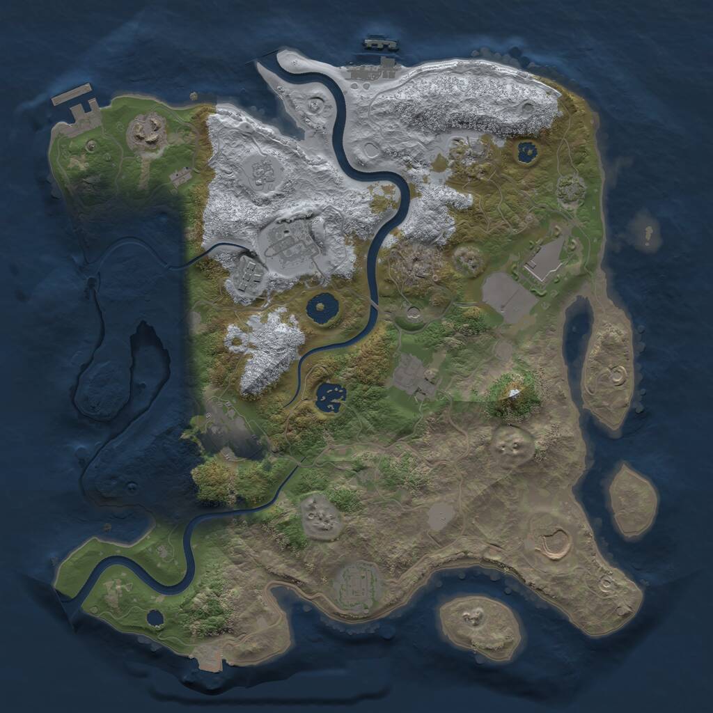 Rust Map: Procedural Map, Size: 3500, Seed: 2084872801, 16 Monuments