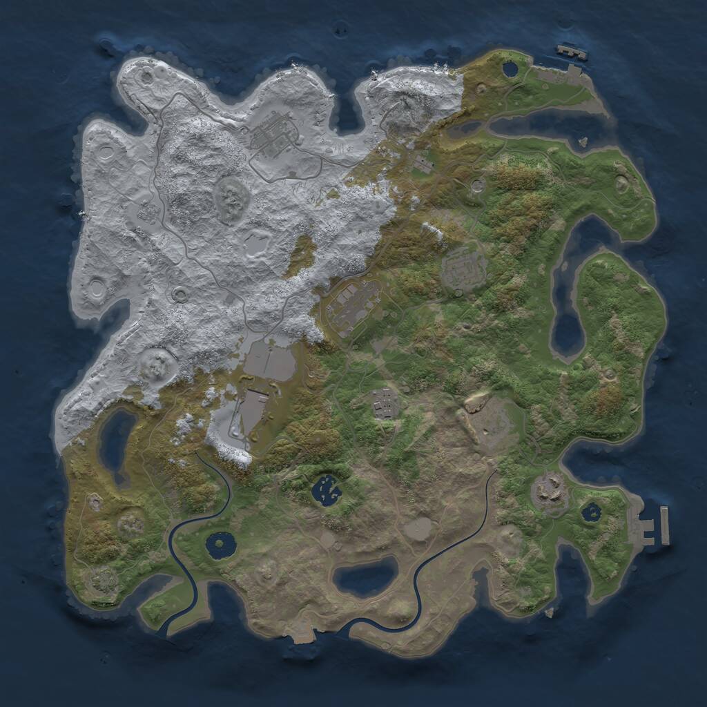 Rust Map: Procedural Map, Size: 3700, Seed: 200660877, 14 Monuments