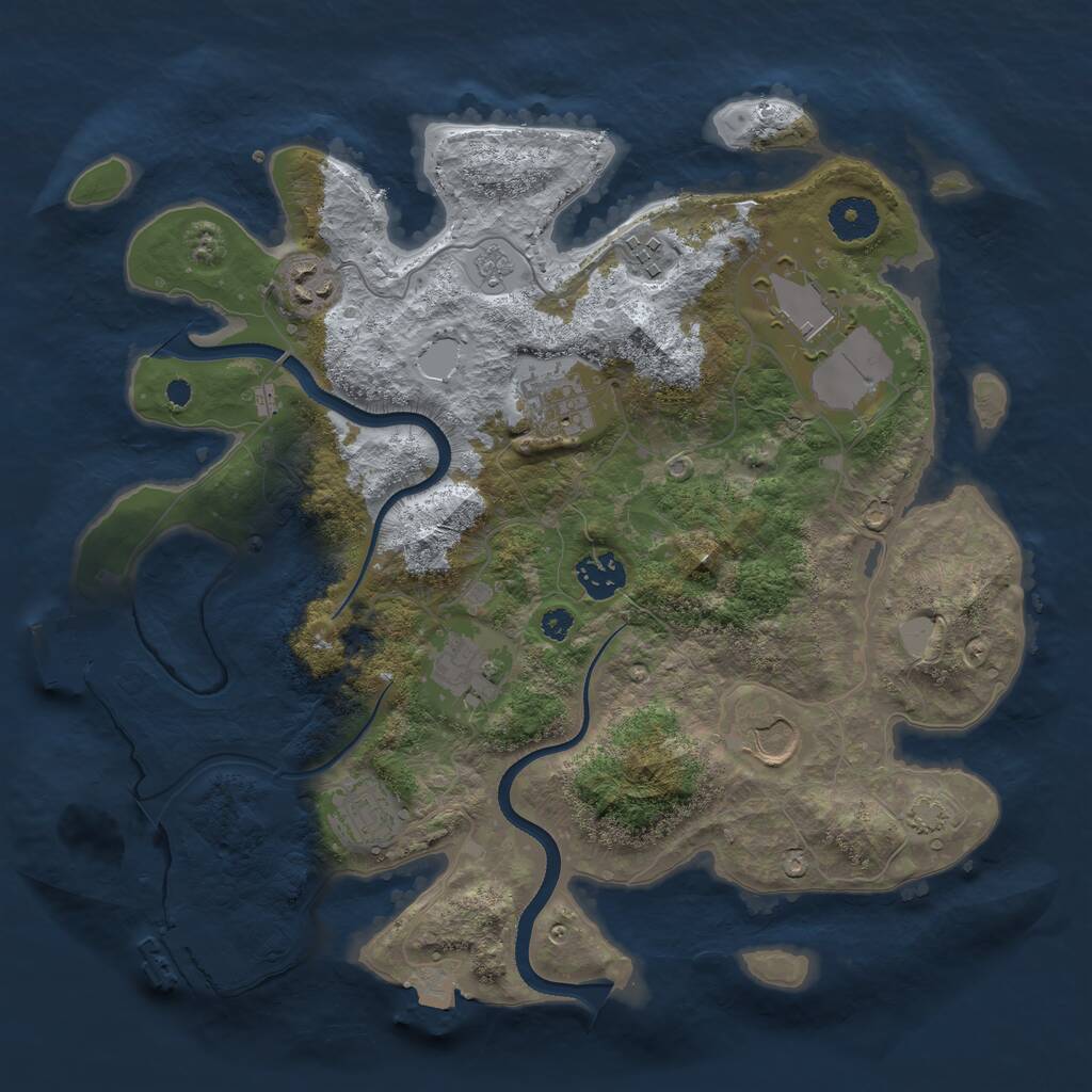 Rust Map: Procedural Map, Size: 3500, Seed: 3702, 13 Monuments