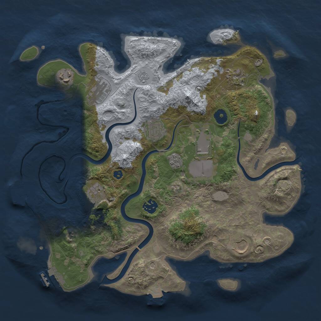 Rust Map: Procedural Map, Size: 3500, Seed: 3702, 15 Monuments