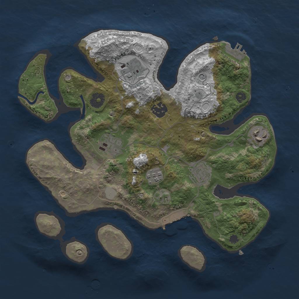 Rust Map: Procedural Map, Size: 3000, Seed: 1257, 14 Monuments
