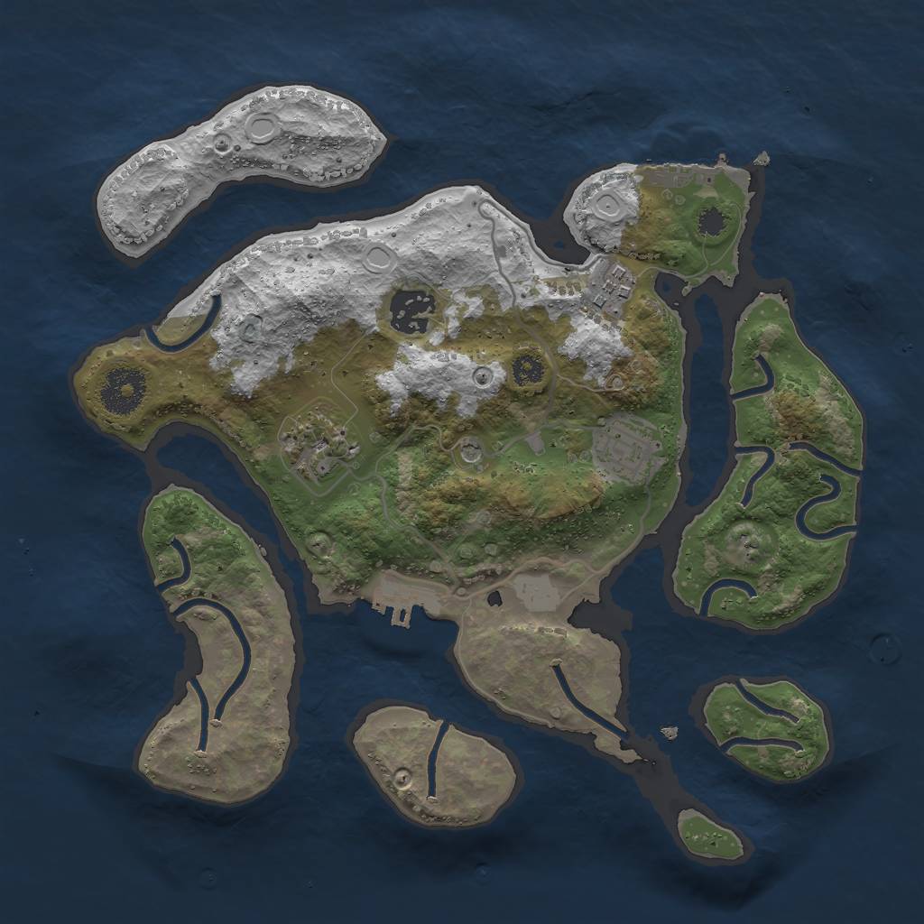 Rust Map: Procedural Map, Size: 3000, Seed: 3150283, 12 Monuments