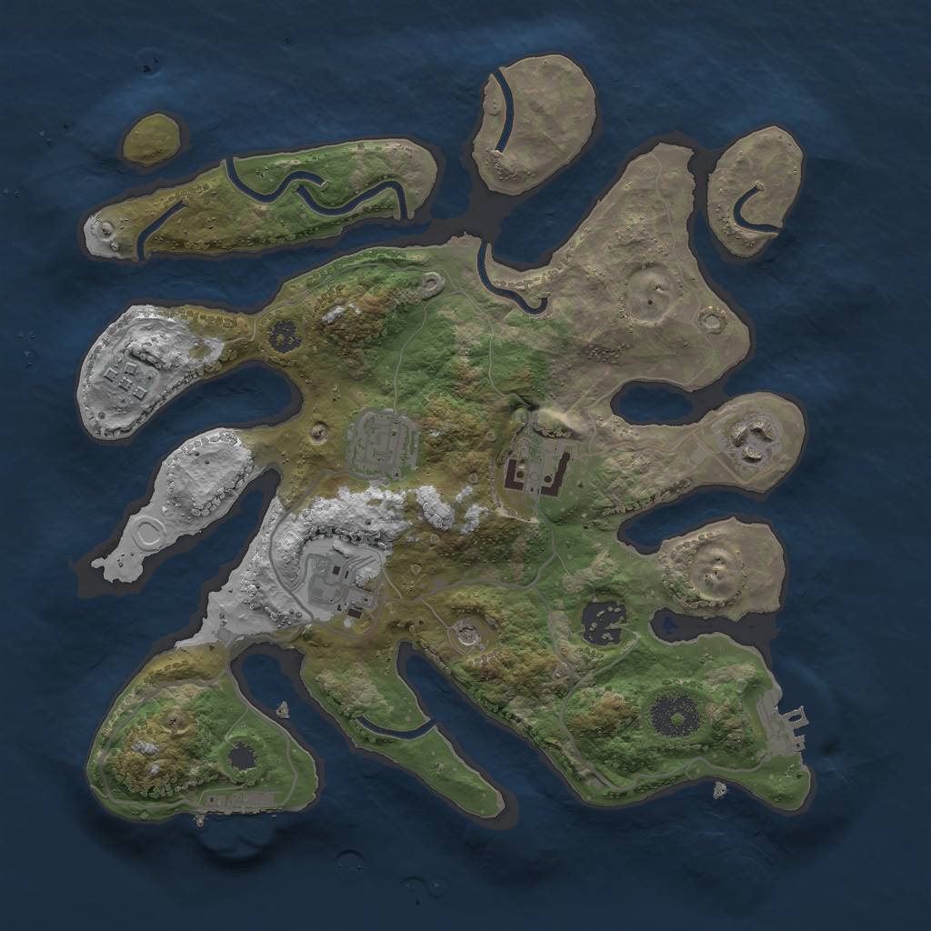 Rust Map: Procedural Map, Size: 3000, Seed: 515448, 14 Monuments