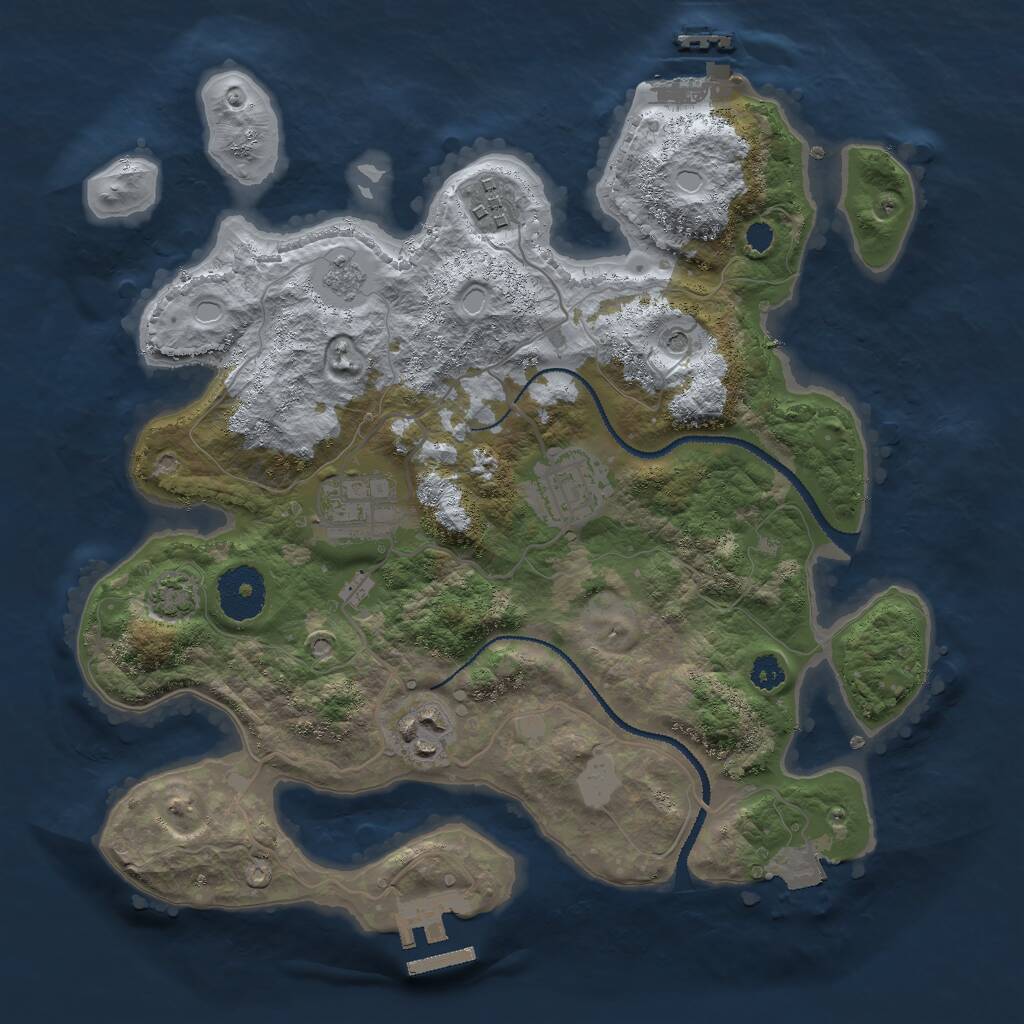 Rust Map: Procedural Map, Size: 3000, Seed: 415590, 10 Monuments