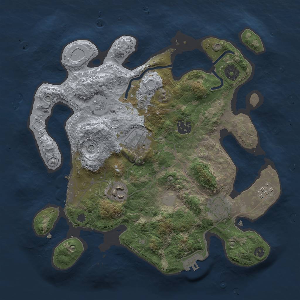 Rust Map: Procedural Map, Size: 3000, Seed: 886056, 12 Monuments