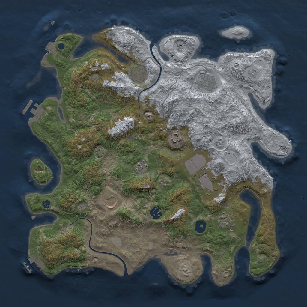 Rust Map: Procedural Map, Size: 3800, Seed: 44174395, 14 Monuments