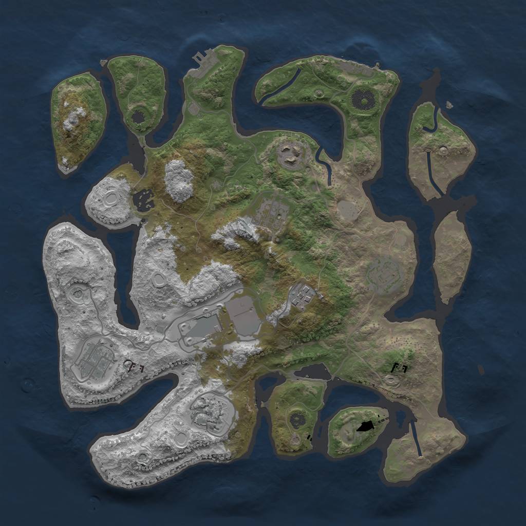 Rust Map: Procedural Map, Size: 3500, Seed: 88484884, 16 Monuments
