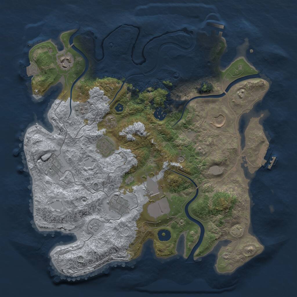 Rust Map: Procedural Map, Size: 3500, Seed: 88484884, 14 Monuments