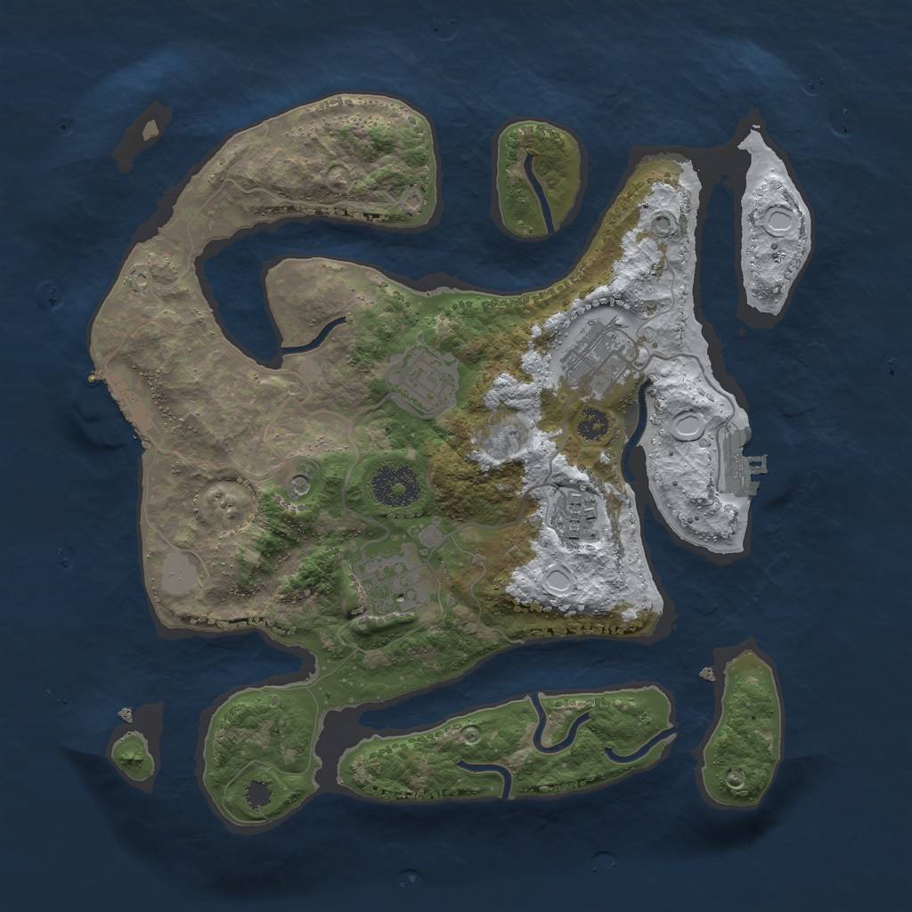 Rust Map: Procedural Map, Size: 3000, Seed: 741110, 12 Monuments