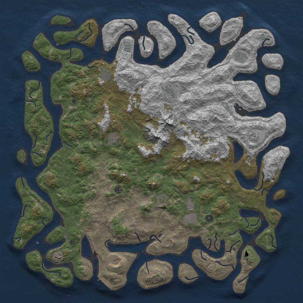 Rust Map: Procedural Map, Size: 6000, Seed: 813249722, 18 Monuments