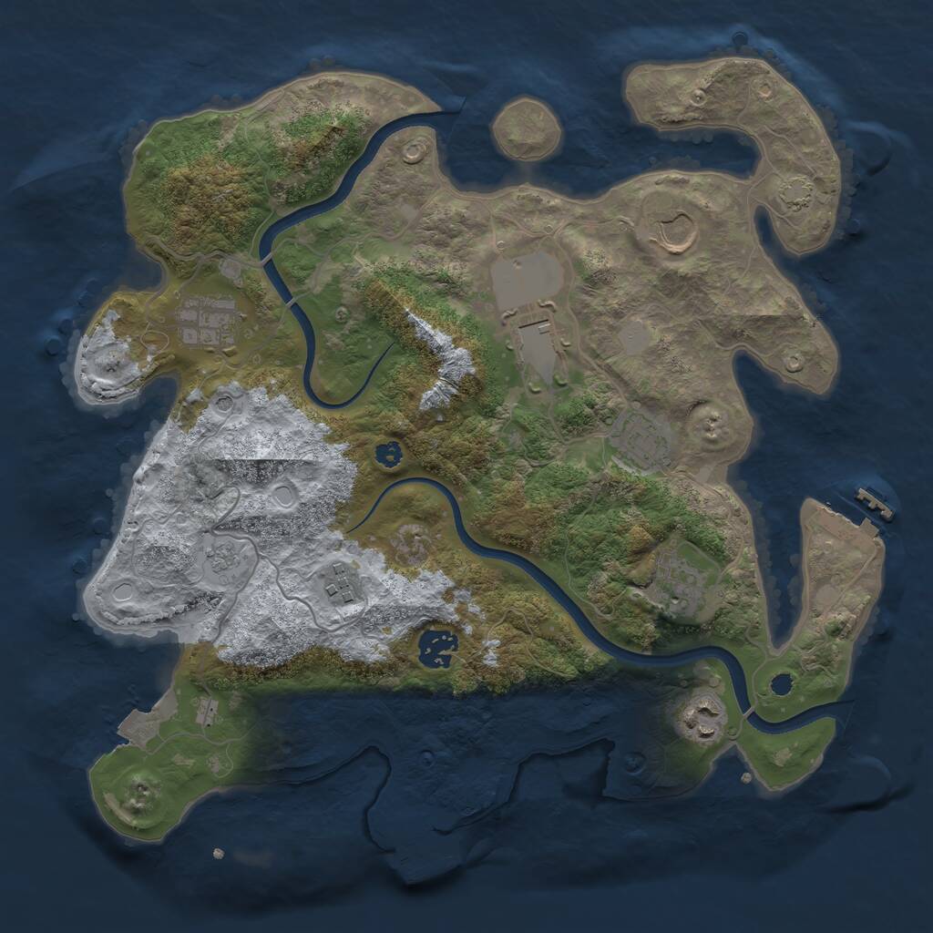 Rust Map: Procedural Map, Size: 3500, Seed: 1356838957, 14 Monuments