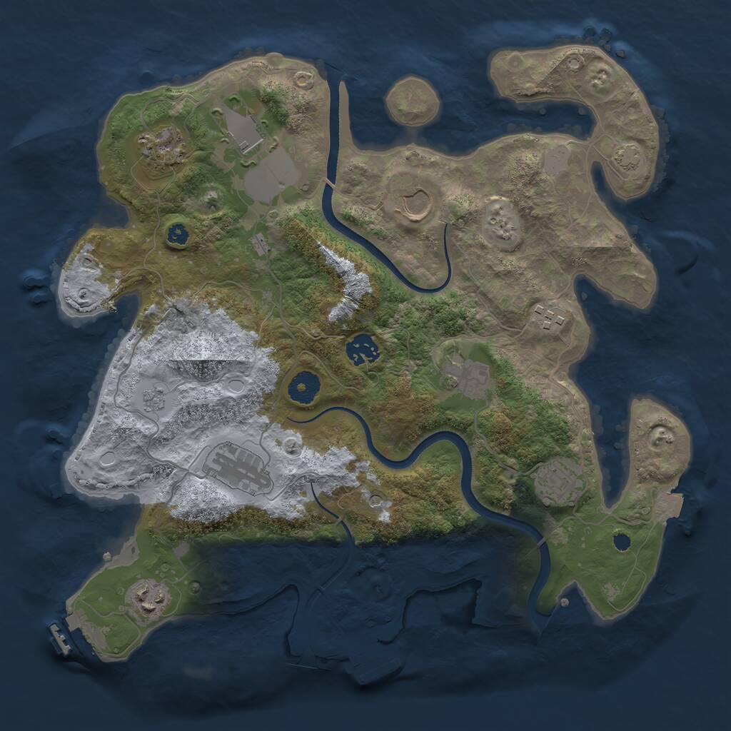 Rust Map: Procedural Map, Size: 3500, Seed: 1356838957, 15 Monuments