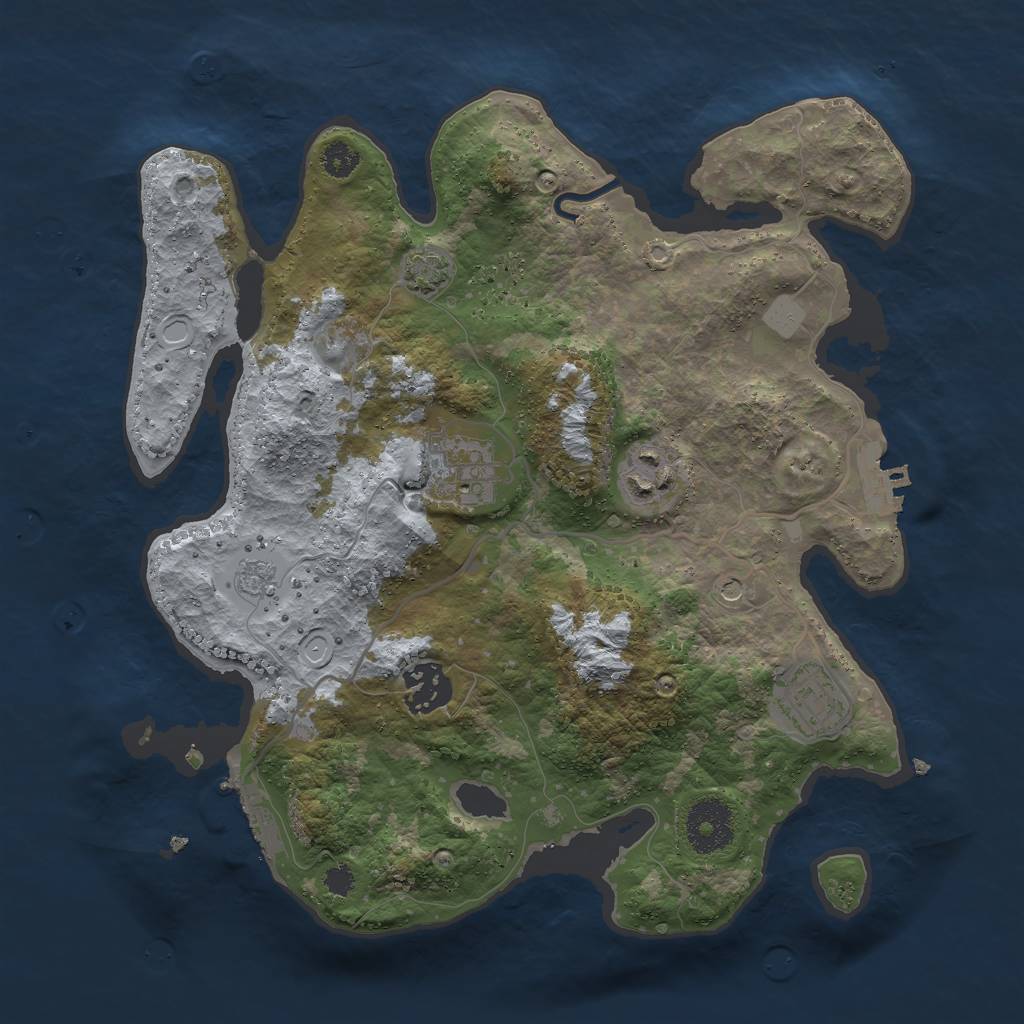 Rust Map: Procedural Map, Size: 3000, Seed: 395538, 12 Monuments