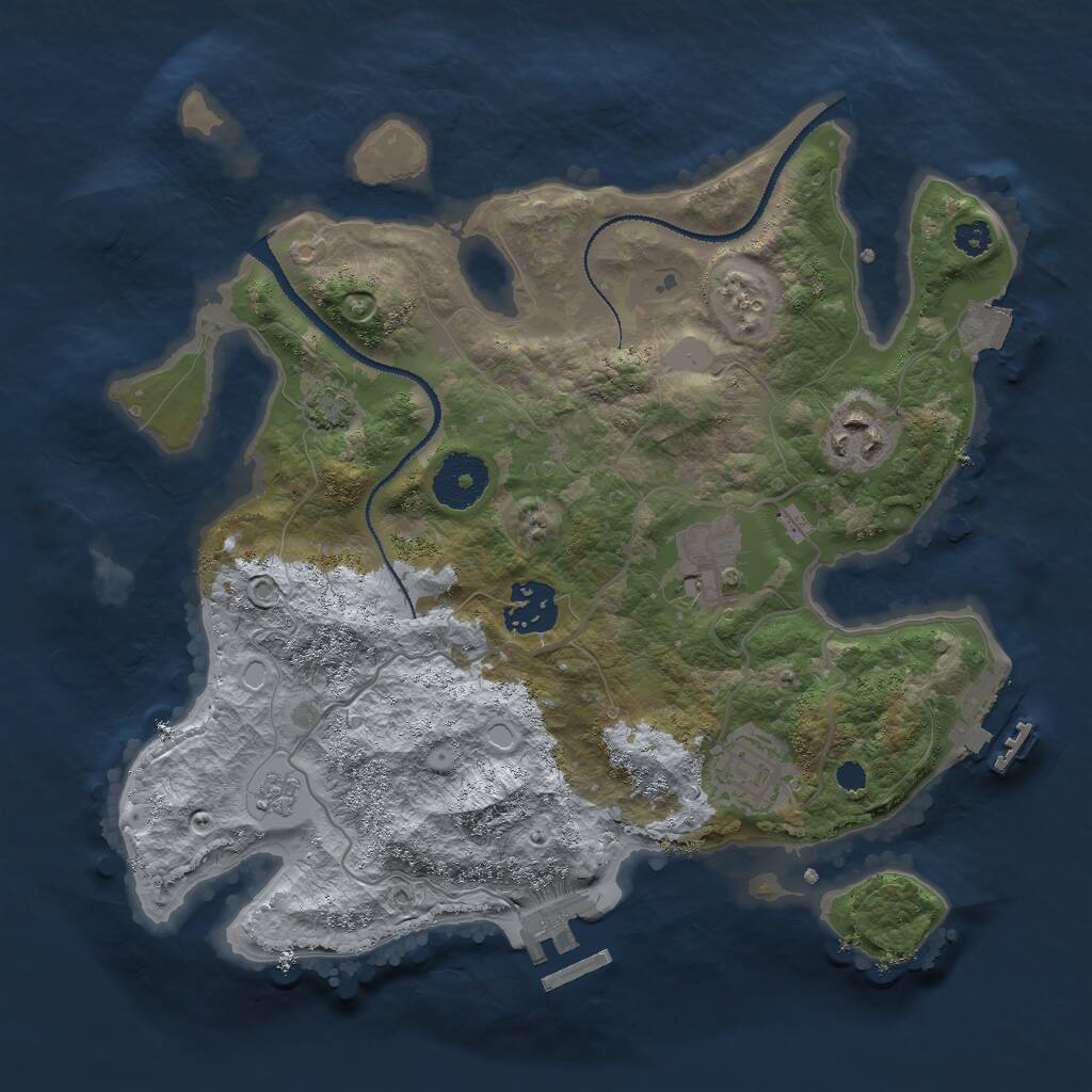 Rust Map: Procedural Map, Size: 3000, Seed: 171712321, 9 Monuments