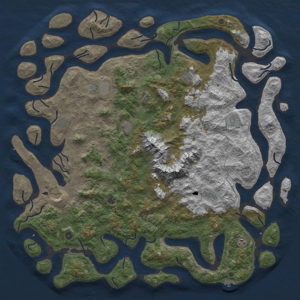 Rust Map: Procedural Map, Size: 6000, Seed: 1269065, 19 Monuments