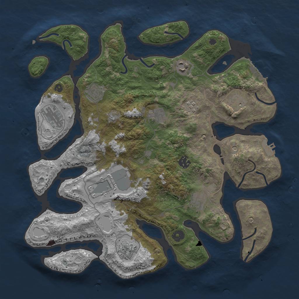 Rust Map: Procedural Map, Size: 3750, Seed: 210489456, 18 Monuments