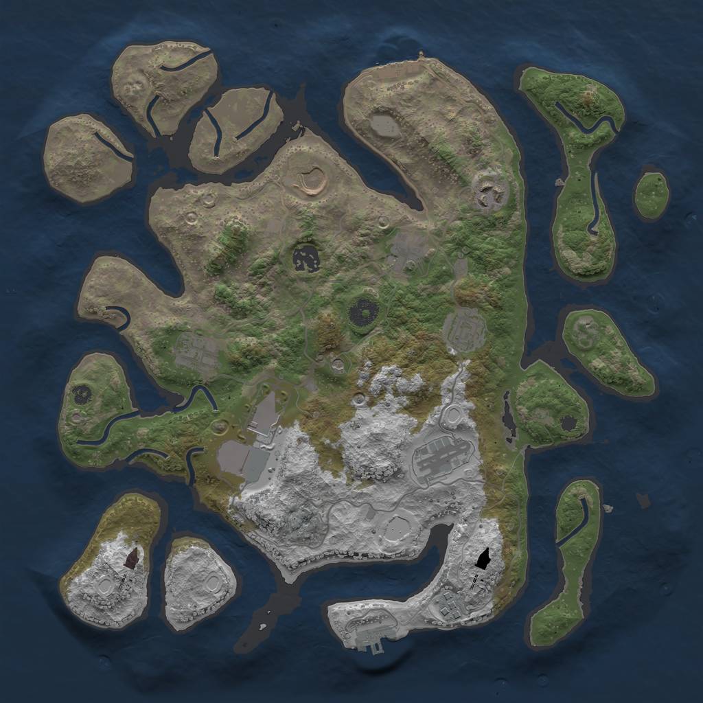 Rust Map: Procedural Map, Size: 3750, Seed: 81358960, 17 Monuments