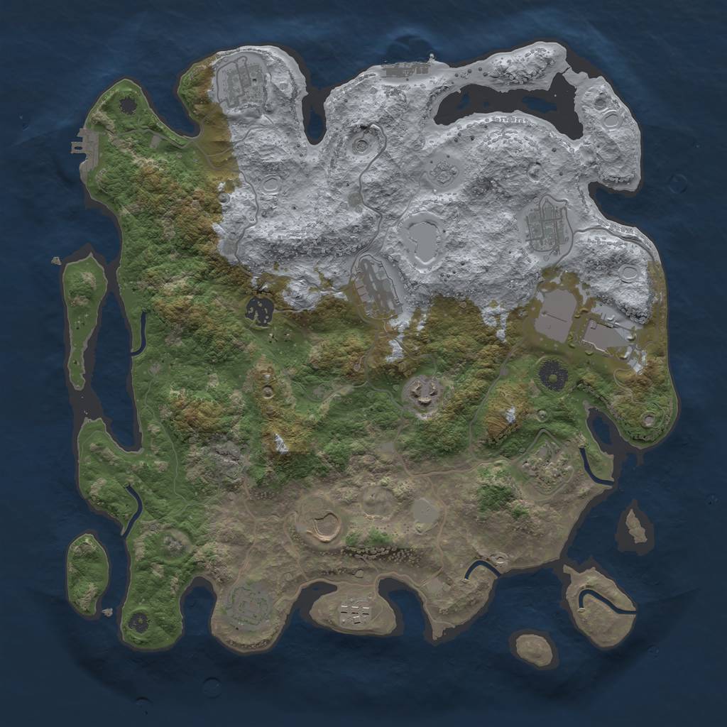 Rust Map: Procedural Map, Size: 3750, Seed: 188945, 17 Monuments