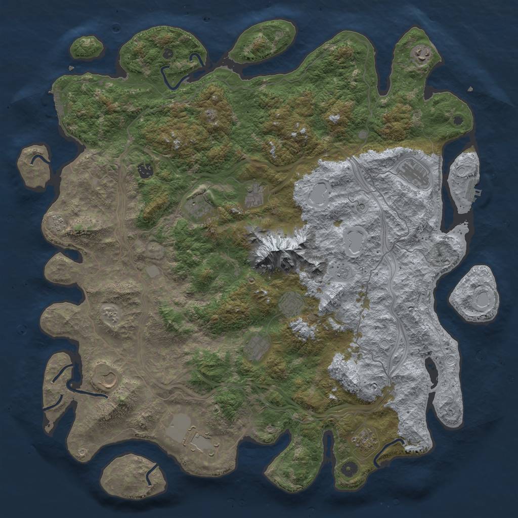 Rust Map: Procedural Map, Size: 5000, Seed: 571839415, 18 Monuments