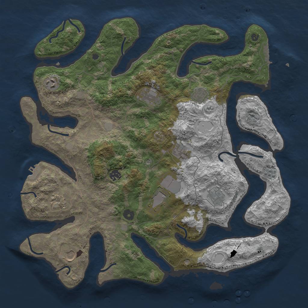Rust Map: Procedural Map, Size: 4200, Seed: 1820451965, 18 Monuments
