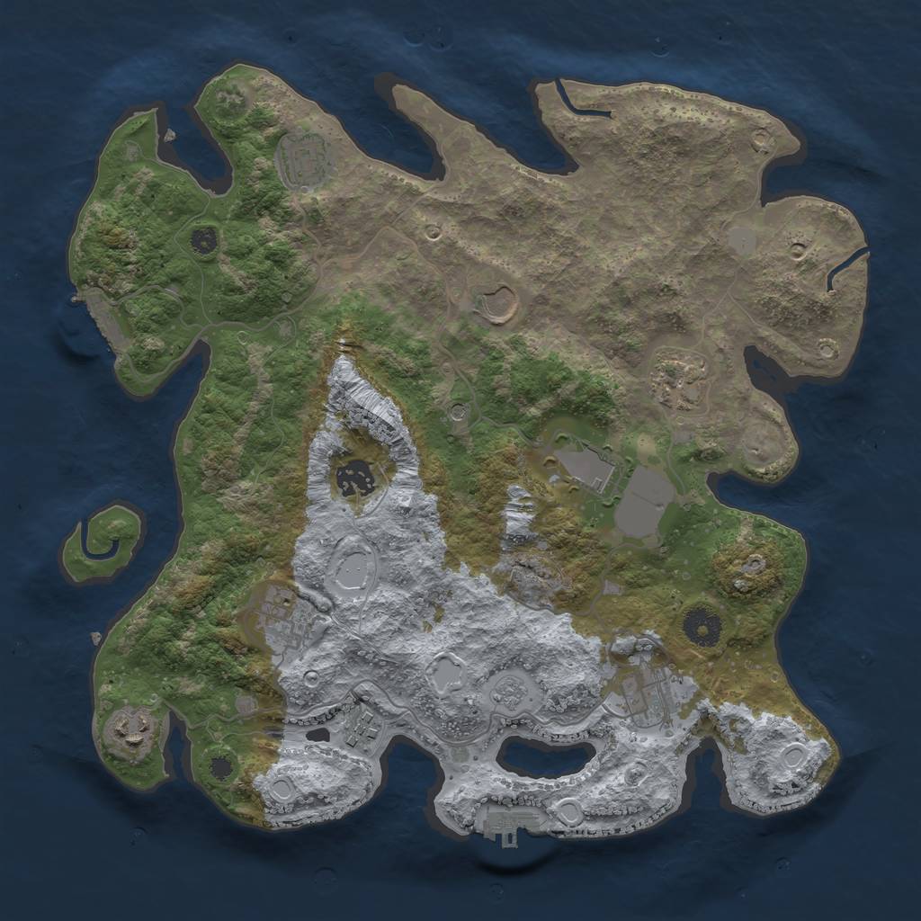 Rust Map: Procedural Map, Size: 3600, Seed: 470000247, 16 Monuments
