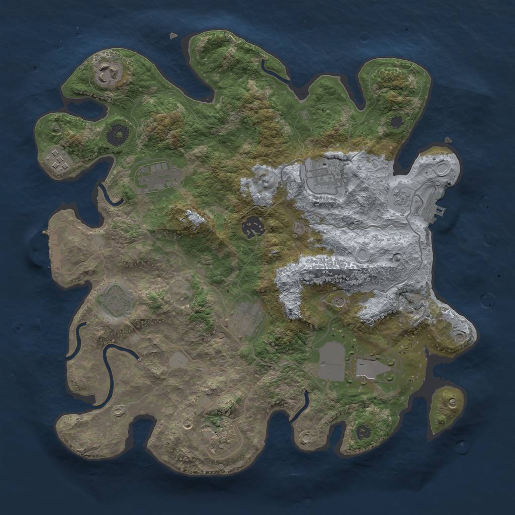 Rust Map: Procedural Map, Size: 3500, Seed: 303035, 16 Monuments