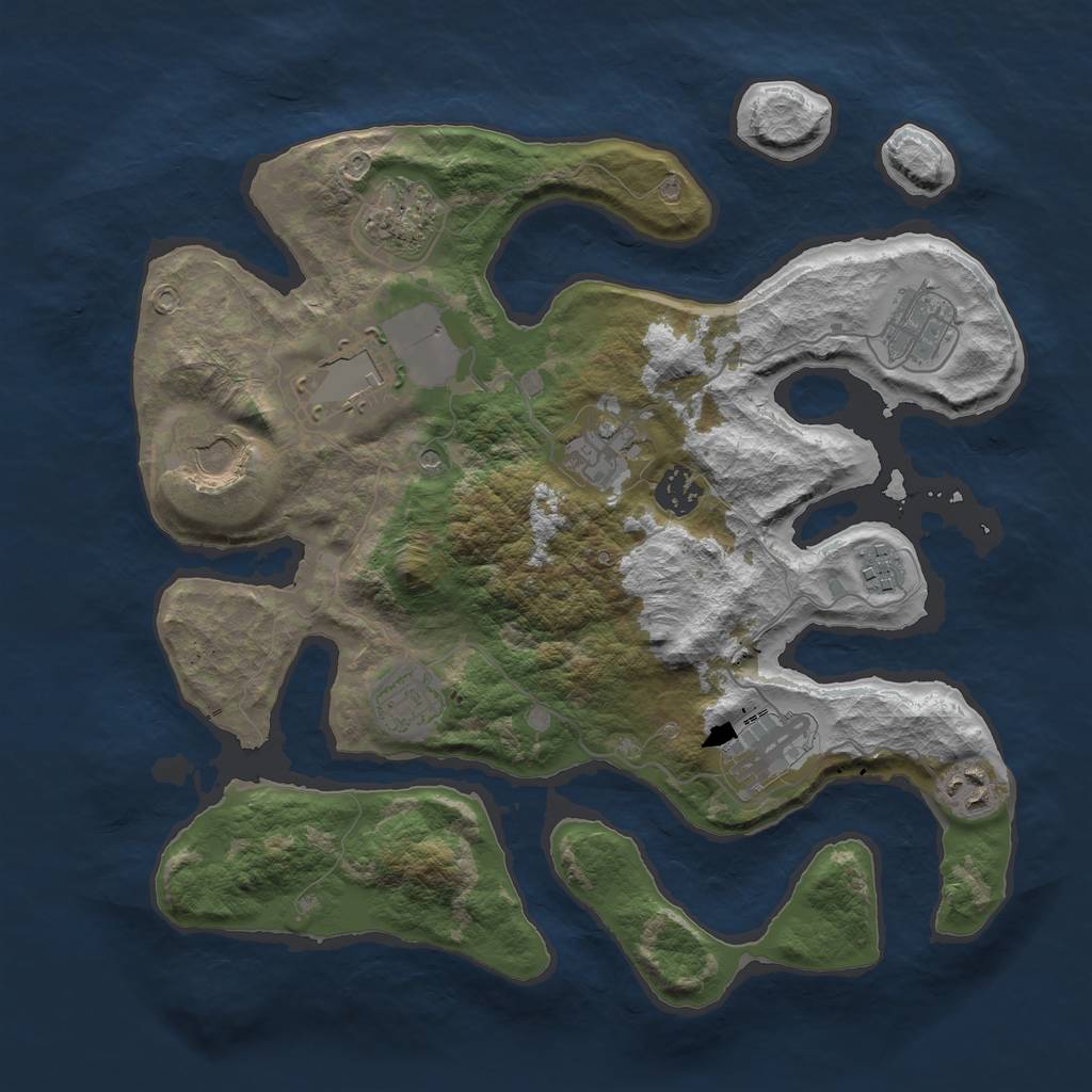 Rust Map: Barren, Size: 3500, Seed: 1123562, 13 Monuments