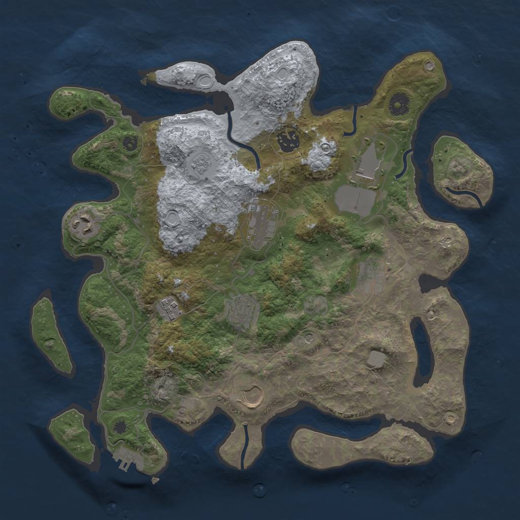 Rust Map: Procedural Map, Size: 3500, Seed: 1909558951, 14 Monuments